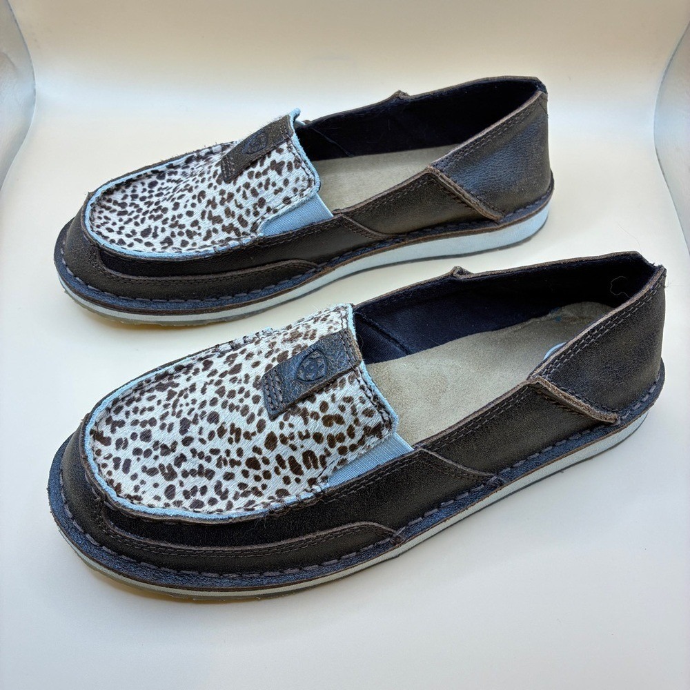 Ariat Cruiser 7.5 Leather Western Cheetah Print Hair-On-Hide Cowgirl Loafers - Picture 4 of 11